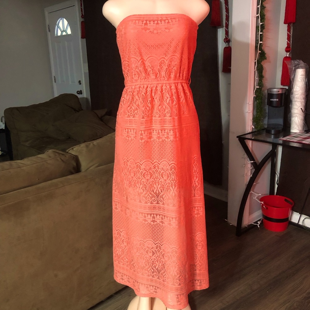 Just Be strapless Stretch Dress Coral Woman’s Medium Spring comfy Attire